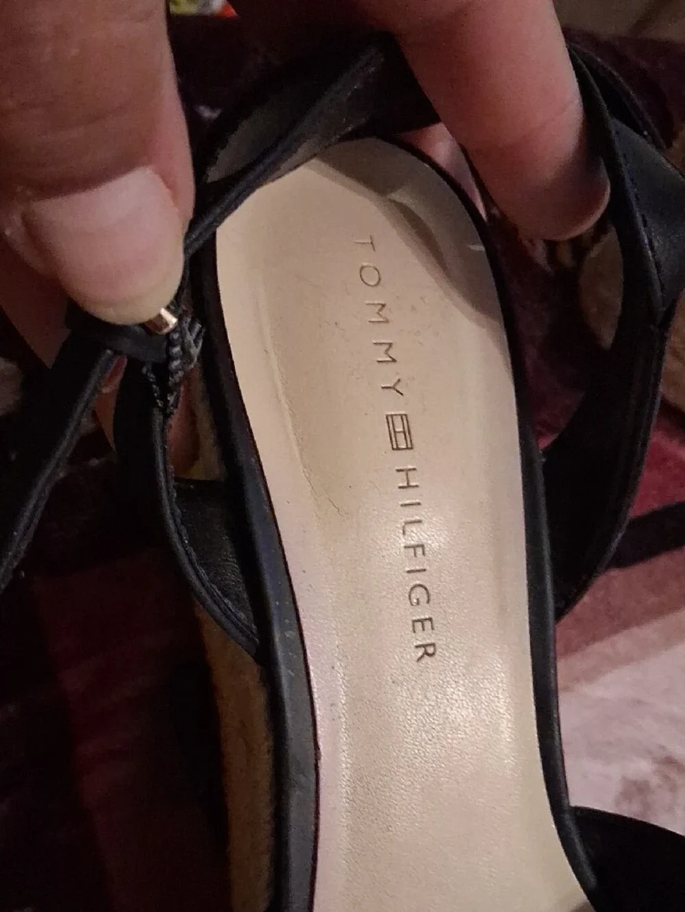 Tommy Hilfiger Black Crisscross Wedge Sandals